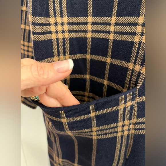 Nine West Navy Plaid Coatigan, Long Sweater, LN, Small - Picture 6 of 12